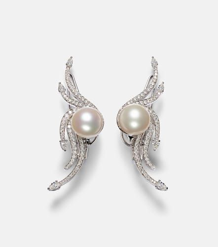 Pearlescent 18kt white gold earrings with diamonds and pearls - Yeprem - Modalova