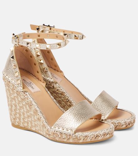 Alpargatas con cuña Rockstud Double 105 de piel - Valentino Garavani - Modalova