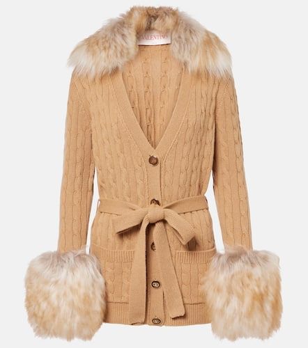 Cardigan aus Kaschmir mit Shearling - Valentino - Modalova