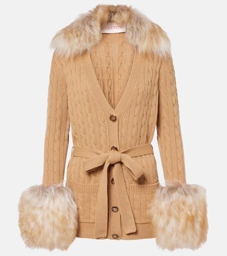 Cardigan in cashmere con shearling - Valentino - Modalova