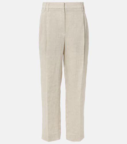 Linen-blend straight pants - Brunello Cucinelli - Modalova