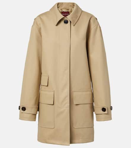 Logo cotton gabardine trench coat - Gucci - Modalova