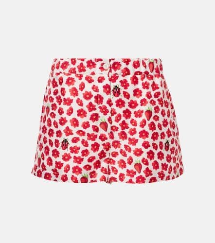 Shorts de sarga de seda floral - Versace - Modalova