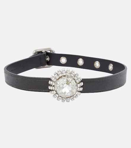 Choker in pelle con cristalli - Miu Miu - Modalova