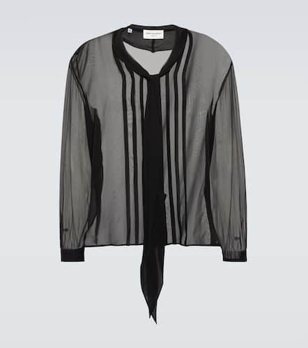 Camisa de crepé de china de seda con lazada - Saint Laurent - Modalova