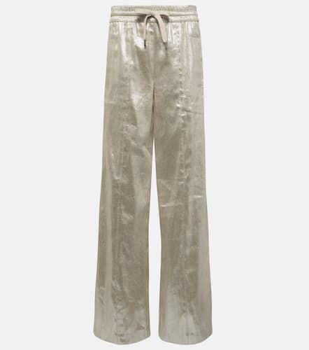 Linen-blend lamÃ© wide-leg pants - Brunello Cucinelli - Modalova