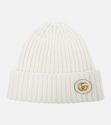 Wool and cashmere leather-trimmed beanie - Gucci - Modalova