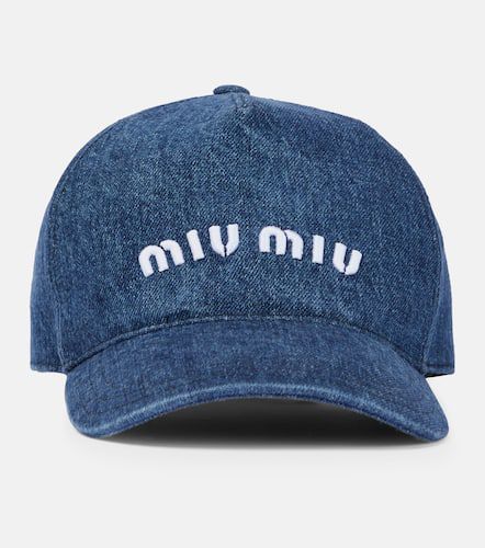 Cappello da baseball in denim con logo - Miu Miu - Modalova
