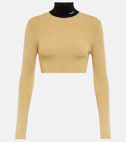 LamÃ© cropped turtleneck sweater - Prada - Modalova