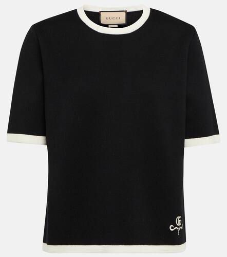 T-Shirt Double G aus Woll-Piqué - Gucci - Modalova