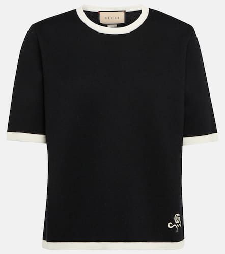T-shirt Double G in piqué di lana - Gucci - Modalova