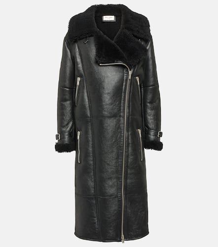 Mantel aus Leder mit Shearling - Saint Laurent - Modalova