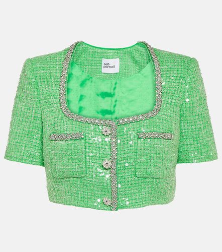 Sequined embellished bouclÃ© crop top - Self-Portrait - Modalova