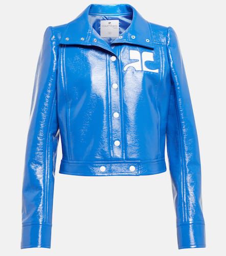 CourrÃ¨ges Logo cropped faux leather jacket - Courreges - Modalova