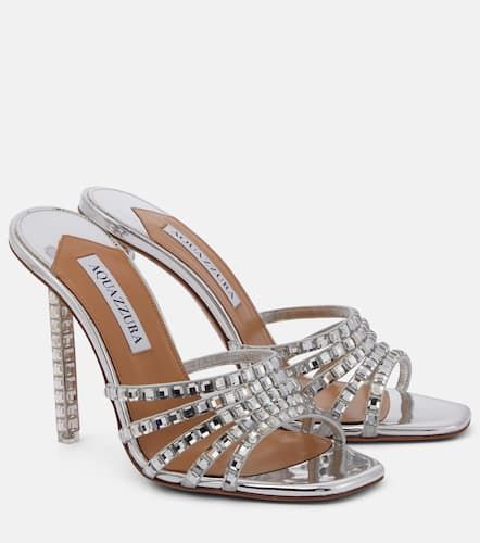 Mules Rock Chic 105 de piel metalizada adornada - Aquazzura - Modalova