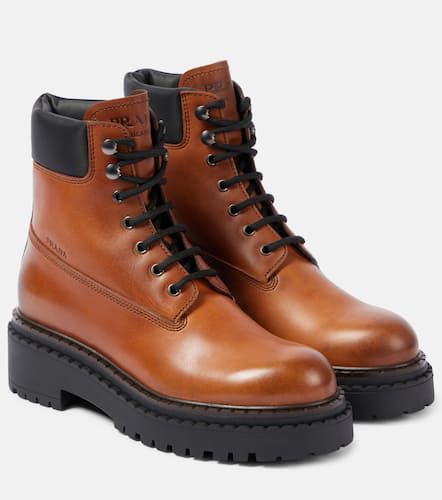 Re-Nylon and leather lace-up boots - Prada - Modalova