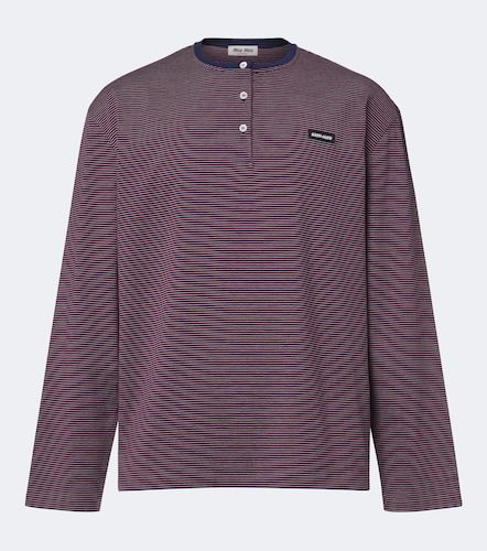 Camiseta con botones a rayas de algodón - Miu Miu - Modalova