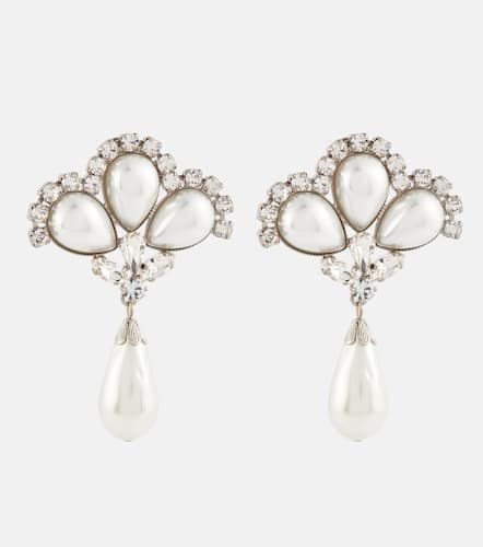Crystal and faux pearl-embellished earrings - Alessandra Rich - Modalova