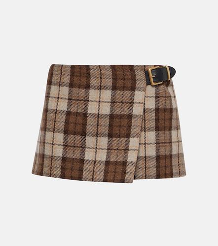 Checked low-rise wool-blend miniskirt - Miu Miu - Modalova