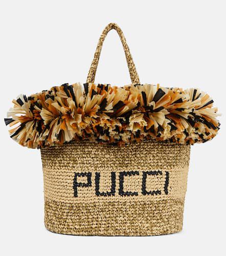 Logo fringe-trimmed raffia tote bag - Pucci - Modalova
