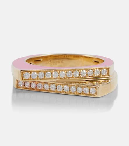 Anillo Handcuff de oro de 14 ct y esmalte con diamantes - Rainbow K - Modalova