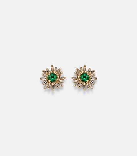 One of a Kind 18kt earrings with diamonds and emerald - Suzanne Kalan - Modalova