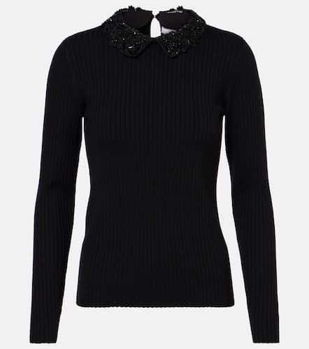 Embellished ribbed-knit wool top - Carolina Herrera - Modalova