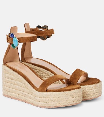 Embellished suede platform espadrilles - Gianvito Rossi - Modalova