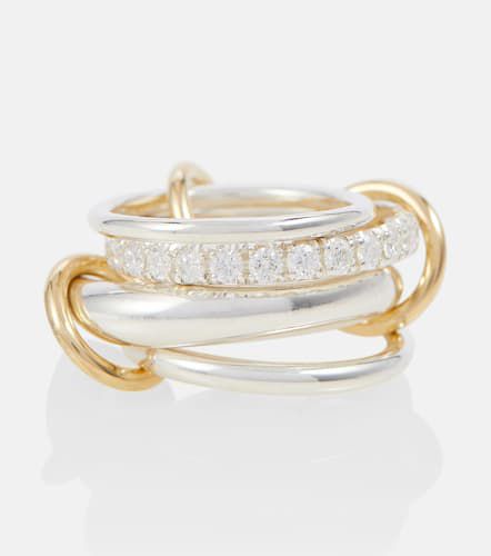 Luna 18kt and sterling silver linked rings with white diamonds - Spinelli Kilcollin - Modalova