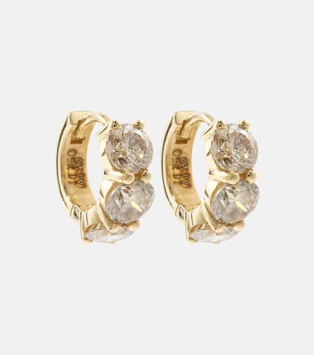 Pendientes de aro Huggie de oro de 18 ct con diamantes - Ileana Makri - Modalova