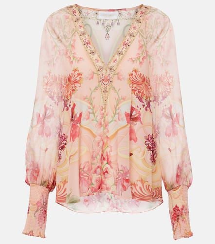 Blossoms and Brushstrokes floral silk blouse - Camilla - Modalova