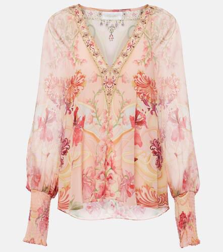 Blusa Blossoms and Brushstrokes de seda - Camilla - Modalova