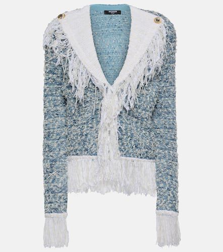 Balmain Fringed denim tweed jacket - Balmain - Modalova