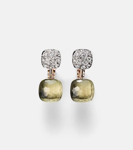 Nudo 18kt rose and white earrings with prasiolites and diamonds - Pomellato - Modalova