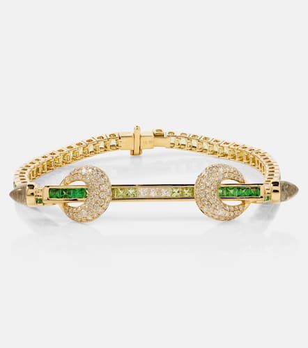 Chakra 18kt bracelet with diamonds, quartz, tsavorites, and peridots - Ananya - Modalova