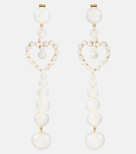 Pearl Heart 14kt gold pendant earrings with pearls - Sophie Bille Brahe - Modalova