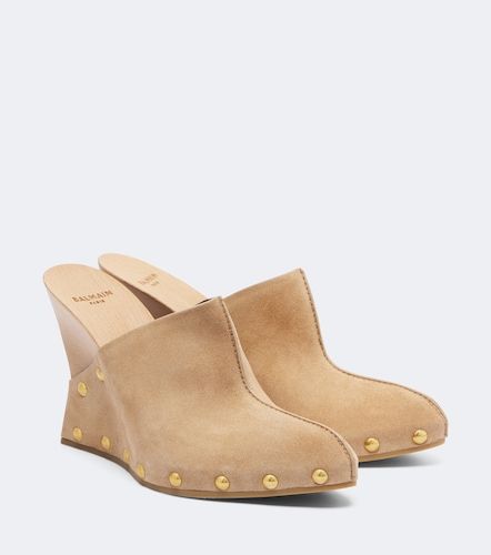 Balmain Mules in suede con zeppa - Balmain - Modalova