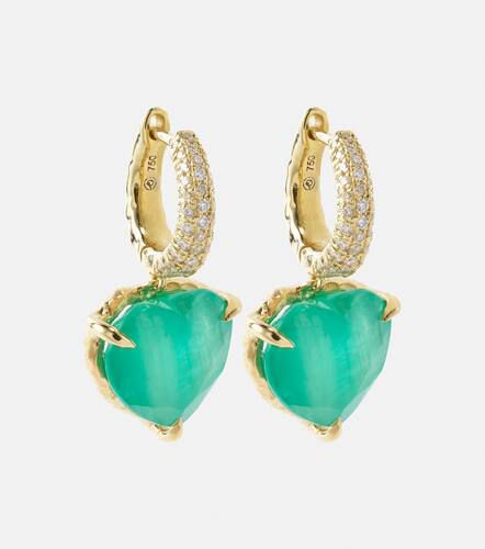 Micro Yana Hoop 18kt gold earrings with emeralds and diamonds - Octavia Elizabeth - Modalova