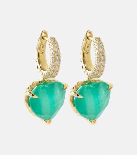 Orecchini Micro Yana Hoop in oro 18kt con smeraldi e diamanti - Octavia Elizabeth - Modalova