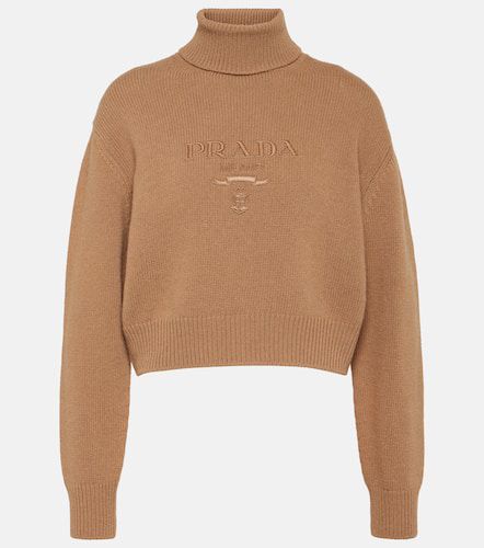 Logo wool and cashmere turtleneck sweater - Prada - Modalova