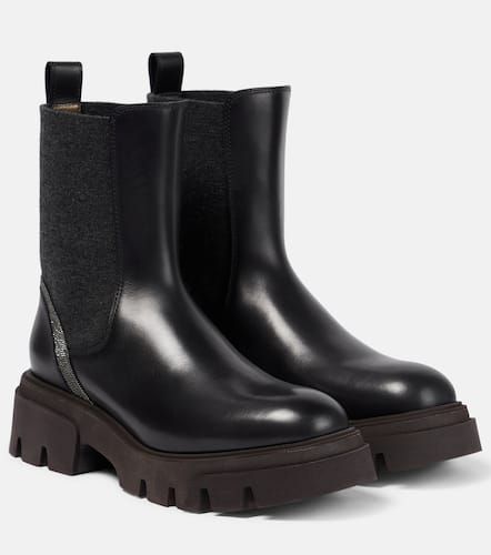 Embellished leather Chelsea boots - Brunello Cucinelli - Modalova