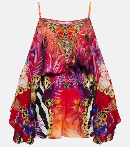 Printed embellished silk playsuit - Camilla - Modalova