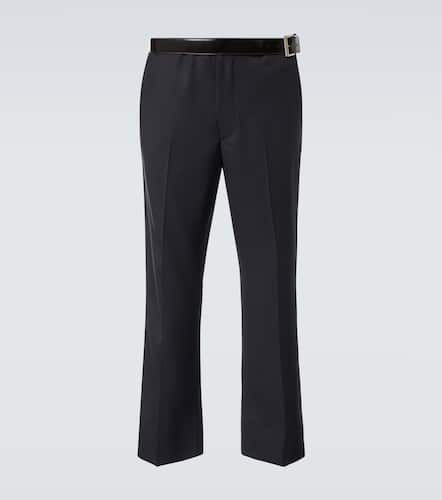 Belted wool gabardine straight pants - Prada - Modalova