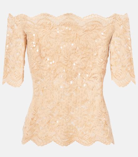 Floral lace-trimmed off-shoulder top - Rabanne - Modalova