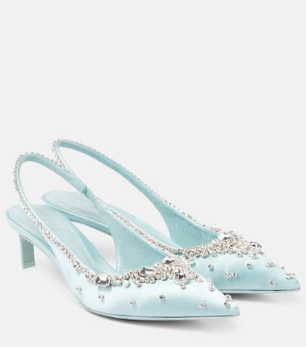 Crystal-embellished satin slingback pumps - Gucci - Modalova