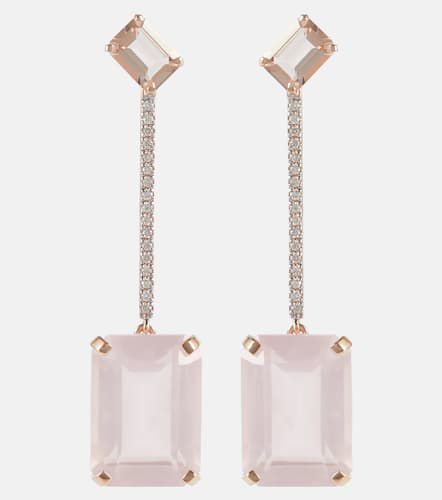 Kt earrings with morganite, quartz and diamonds - Mateo - Modalova