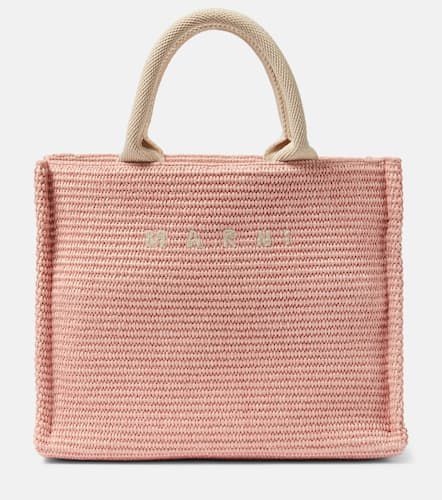 Small logo raffia-effect tote bag - Marni - Modalova