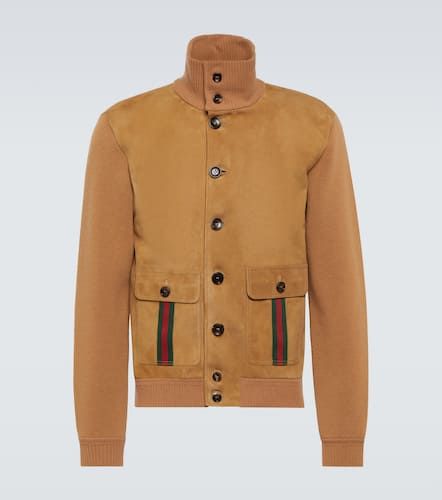 Gucci Bomber in suede Web Stripe - Gucci - Modalova