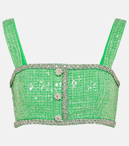 Embellished sequined bouclé crop top - Self-Portrait - Modalova