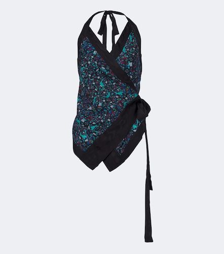 Printed moire wrap top - Dries Van Noten - Modalova